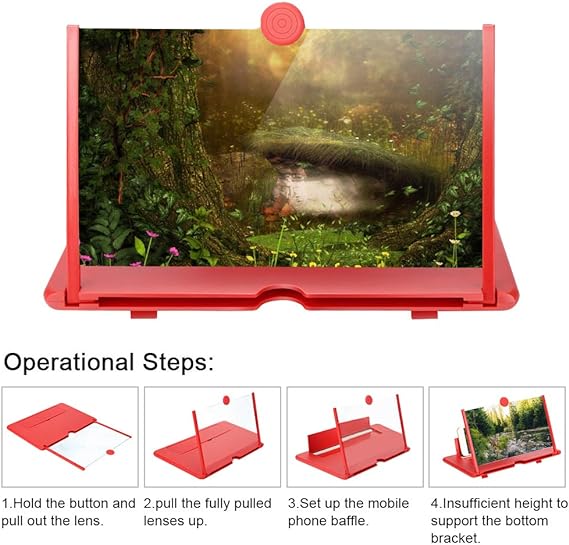 3D Magnifier Mobile Screen Amplifier with Foldable Phone Stand | 2X–4X HD Screen Enlarger | Portable Hands-Free Mobile Screen Magnifier for Movies, Videos & Reading