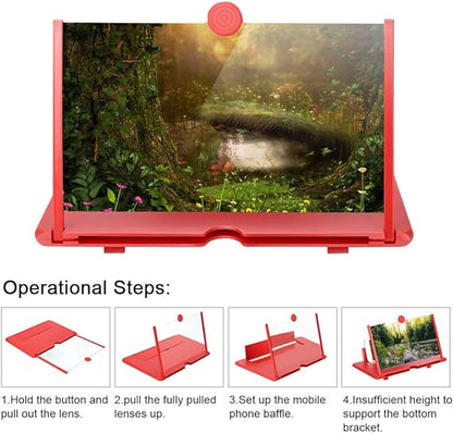 3D Magnifier Mobile Screen Amplifier with Foldable Phone Stand | 2X–4X HD Screen Enlarger | Portable Hands-Free Mobile Screen Magnifier for Movies, Videos & Reading