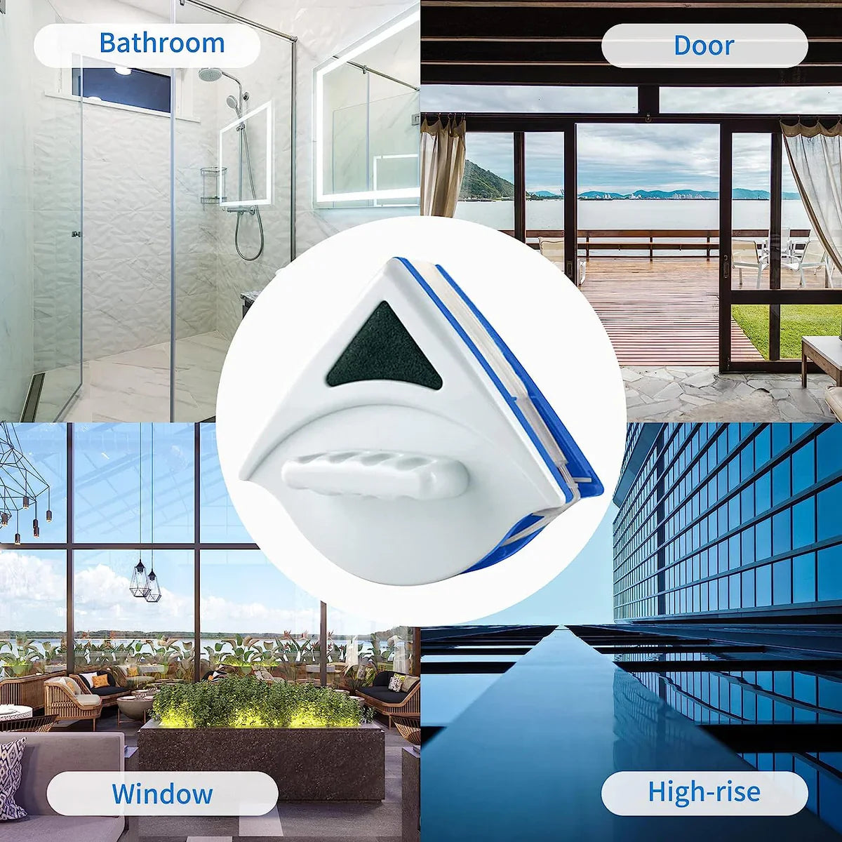 Double-Faced Magnetic Glass Cleaner for Dual-Side Window Cleaning