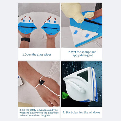 Double-Faced Magnetic Glass Cleaner for Dual-Side Window Cleaning
