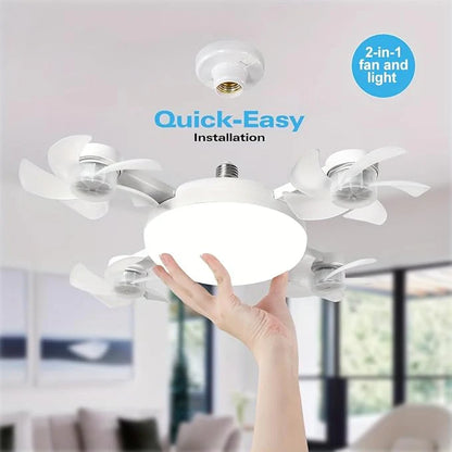 F4+ Ceiling Fan with LED Light, Remote Control, E27 Base, 3 Color Modes, 2000 Lumens