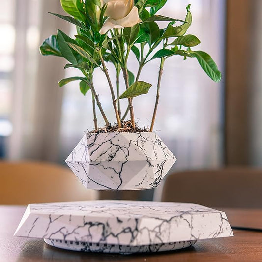 Levitating - Magnetic Floating Marble Pot for Home & Office Decor